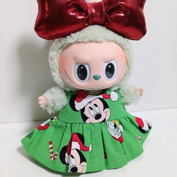 Labubu Holiday Christmas Santa Claus Custom Dress and Oversized Bow Outfit - Picture 4 of 5